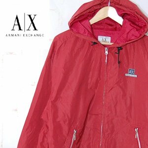 A/X アルマーニエクスチェンジARMANI EXCHANGE■ナイロンパーカー ジップジャケット バックロゴ■L■レッド ※NK3d28082