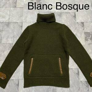 Blanc Basque ブランバスク ニット セーター ウール ハイネック カンガルーポケット カーキ サイズ38(M) 玉FS1219