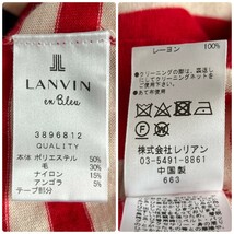 美品 1.9万 LANVIN en Bleu ランバン オン ブルー / ドロップショルダー リボン ニット セーター / 38 (M) レディース 赤 × 白 大人可愛い_画像6