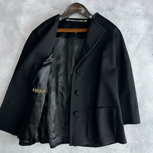 最高級生地 ESCADA エスカーダ Loro Piana ロロピアーナ / バージンウール ドロップショルダー ショート コート / 38 (M) レディース / 黒