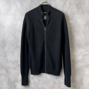 美品 DIESEL ディーゼル / ドライバーズ ニット ジャケット / メンズ L / ジップアップ ハイネック コットン 太畝 リブ セーター / 黒 春秋