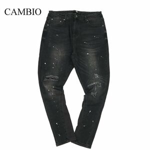 CAMBIO カンビオ 通年 クラッシュ加工★ リブ切替 アンクル丈 サルエル テーパード デニム パンツ ジーンズ Sz.M　メンズ　C3B04797_C#R