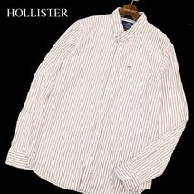 HOLLISTER ホリスター 通年 長袖 ロゴ刺繍★ ボタンダウン ストライプ シャツ Sz.L　メンズ　C3T11759_C#C_画像1