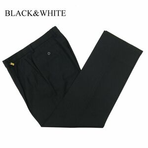 BLACK&WHITE ブラック＆ホワイト 通年 ロゴチャーム スラックス トラウザー パンツ Sz.79　メンズ 黒 ゴルフ 日本製　C3B04805_C#R
