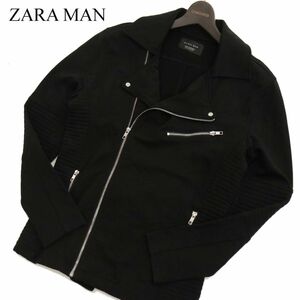 ZARA MAN ザラ マン 通年 スウェット★ ダブルライダース ジャケット ブルゾン Sz.M　メンズ 黒　C3T11857_C#I