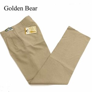 【未使用】 Golden Bear ゴールデンベア 通年 ロゴ刺繍★ ツータック スラックス パンツ Sz.76　メンズ　C3B04857_C#R