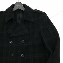 MICHEL KLEIN HOMME ミッシェルクラン オム 秋冬 ウール★ チェック Pコート Sz.46　メンズ 黒　C3T11625_C#N_画像2