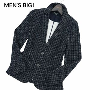 MEN'S BIGI メンズビギ 通年 ストレッチ チェック柄★ カット ジャケット Sz.1　メンズ ネイビー　C3T11930_C#O