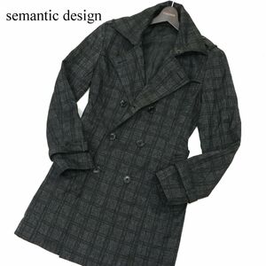 semantic design セマンティック デザイン 通年 チェック★ トレンチ コート Sz.L　メンズ グレー　C3T11883_C#O