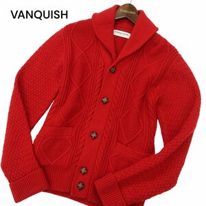 VANQUISH ヴァンキッシュ 秋冬 ウール混★ フィッシャーマン ショールカラー ニット カーディガン Sz.S　メンズ　C3T11958_C#K