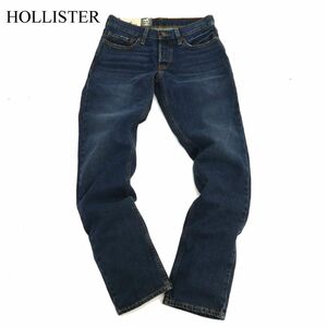 【新品 未使用】 HOLLISTER ホリスター 通年 USED加工★ スリムストレート デニム パンツ ジーンズ Sz.28　メンズ　C4B00019_1#R