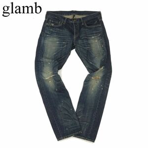 glamb グラム 通年 ダメージ加工★ ストレート デニム パンツ ジーンズ Sz.3　メンズ 日本製　C4B00102_1#R