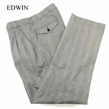 EDWIN エドウィン KT1513 通年 グレンチェック★ ツータック スラックス トラウザー パンツ Sz.33　メンズ グレー　C4B00069_1#R_画像1