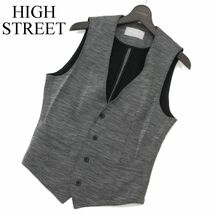 HIGH STREET ハイストリート春夏 リネン混★ ベスト ジレ Sz.M　メンズ グレー　C4T00143_1#M_画像1