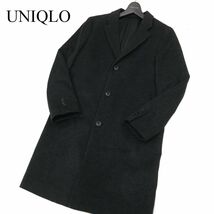 UNIQLO ユニクロ 秋冬 グレンチェック★ ウール カシミヤ チェスター コート Sz.XS　メンズ グレー　C4T00171_1#N_画像1