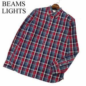 BEAMS LIGHTS ビームス ライツ 通年★ 長袖 ボタンダウン チェック シャツ Sz.L　メンズ　C4T00187_1#C