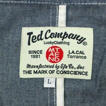 Ted Company テッドカンパニー 通年 ロゴプリント★ 3B シャンブレー デニム ジャケット Sz.L　メンズ　C4T00125_1#O_画像8