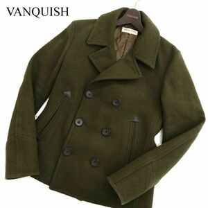 VANQUISH ヴァンキッシュ 秋冬 牛革使い メルトンウール★ Pコート Sz.M　メンズ　C4T00305_1#N