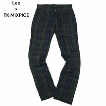 Lee × TK MIXPICE リー × タケオキクチ 95738 シンチバック★ チェック柄 スリムテーパード パンツ Sz.2　メンズ 緑 × 紺　C4B00229_1#R_画像1