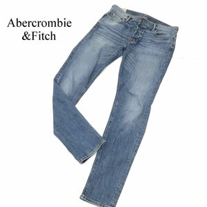 Abercrombie&Fitch アバクロンビー＆フィッチ 通年 スーパー スキニー 加工★ デニム パンツ ジーンズ Sz.34　メンズ 大きい　C4B00348_1#R