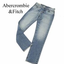 【新品 未使用】 Abercrombie&Fitch アバクロンビー＆フィッチ 加工★ テーパード デニム パンツ ジーンズ Sz.30　メンズ　C4B00325_1#R_画像1