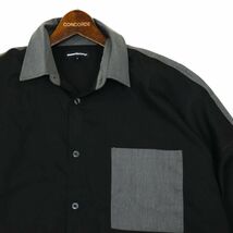 美品★ semantic design セマンティック デザイン 通年 切替デザイン★ オーバーサイズ 長袖 シャツ Sz.M　メンズ 黒 × 灰　C4T00477_1#C_画像2