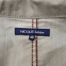 NICOLE Selection ニコル セレクション 通年 襟ワイヤー★ 長袖 スリム ワーク ジャケット Sz.46　メンズ グレー　C4T00475_1#O_画像5