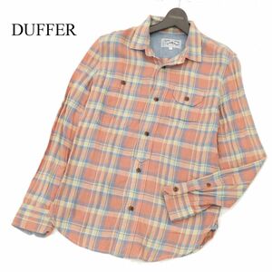 美品★ Duffer ダファー 通年★ 麻 リネン混 長袖 ワーク チェック シャツ Sz.M　メンズ　C4T00499_1#C