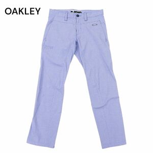 OAKLEY オークリー 通年 ロゴ刺繍★ ストレッチ チェック ストレート パンツ Sz.30　メンズ ゴルフ 青　C4B00391_1#R