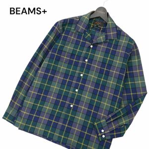 20ss BEAMS+ ビームス プラス 通年 長袖 クールマックス チェック★ シャツ Sz.M　メンズ 紺 × 緑　C4T00596_1#C