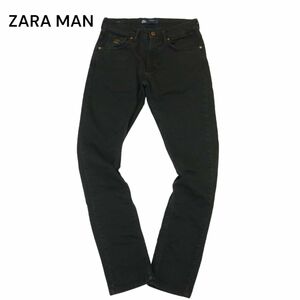 ZARA MAN ザラ マン 通年 USED加工★ ストレッチ スキニー ソフト デニム パンツ ジーンズ Sz.30　メンズ 黒　C4B00475_1#R