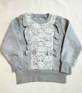 ** winter sweatshirt reverse side nappy gray lace ribbon size 110**