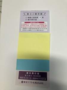 東京テアトル　株主優待券　４枚綴＋割引証（男性名義）２０２４年2～7月有効