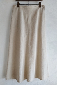 【UNIQLO ユニクロ】[L] 洗える 綿麻素材のAラインロングスカート シンプル さっぱり 生成り やや薄手 後ろゴム 送500円