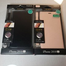 2色セット iPhone XR 手帳型ケース サイドマグネット ストラップ付属 ピンクベージュ ブラック_画像1