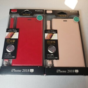 2色セット iPhone XR 手帳型ケース サイドマグネット ストラップ付属 ピンクベージュ レッド