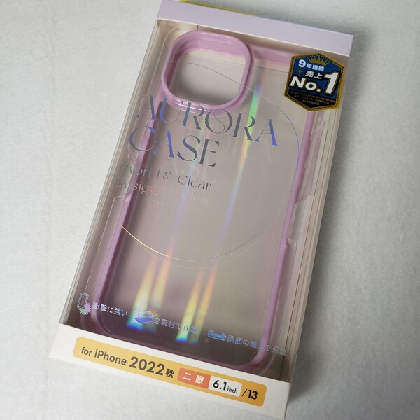 iPhone13 iPhone14 ハイブリッドケース パープル オーロラ