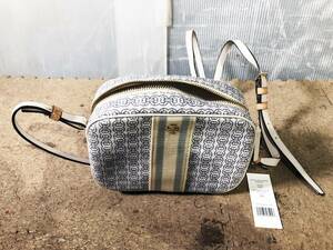 ◎★ 中古★TORY BURCH/トリーバーチ　ショルダーバッグ　GEMINI LINK CANVAS MINIBAG　ベージュ×グレー系【ブランド/バック】CQUM