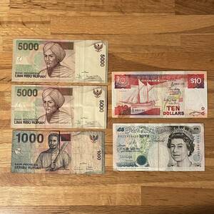 外国の紙幣 旧紙幣 インドネシア シンガポール イングランド世界 