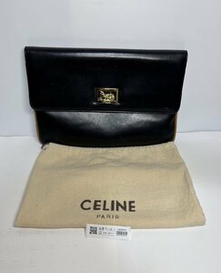 セリーヌ/CELINE 金馬車 クラッチバッグ セカンド/ハンドバック 黒レザー美品-D2210