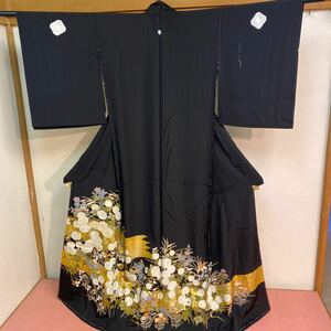 正絹 黒留袖 金彩 加工未仕立て　呉服屋廃業品