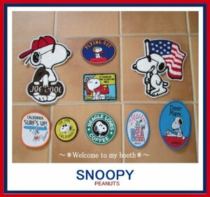 ９種セット◆SNOOPY＊スヌーピー＊ワッペン＊アップリケ＊刺繍◆アイロン＆縫い付け＊もこもこ等(SNWS1８)