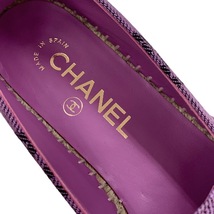 シャネル CHANEL フラットシューズ 靴 シューズ キャンバス レザー パープル ブラック ココマーク エスパドリーユ_画像7