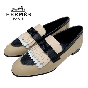 Неиспользованные Hermes Hermes Royal Roafer Leather Shouse Mochasin Flat Shoes обувь H обувь H яркая фитинга с кожаной кожа