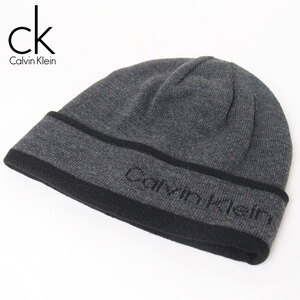  new goods Calvin Klein Logo reversible knitted cap gray 