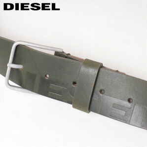 新品 DIESEL ディーゼル レザー ロゴベルト カーキ 90