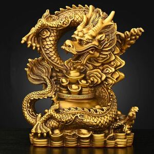 干支 銅置物 龍 置物 高級品 銅製 細工銅金工 銅 工芸品 風水 置物 龍 ドラゴン 開運 龍置物 龍の縁起物置物 #0514