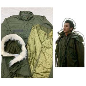 [ beautiful color ..][X-SMALL(XS)]80s the US armed forces the truth thing M65 us army fish tail Parker Mod's Coat full set fishtail parka brass 
