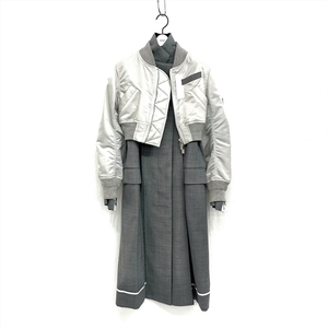 未使用品 sacai サカイ Suiting Mix Coat MA-1 ドッキングコート グレー 1 21-05643