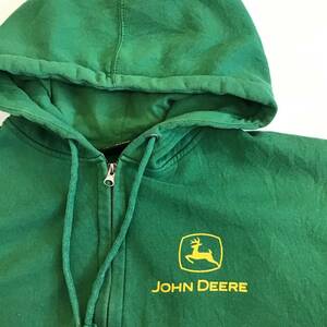 ［H 85］JOHN DEERE ジョンディア ジップアップパーカー フーディー トップス 農業機械 XL 緑 1円スタート アメリカ古着 古着卸